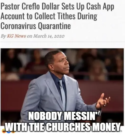 coronavirus memes LOSTnLOEco. pastor wants digital money tithes