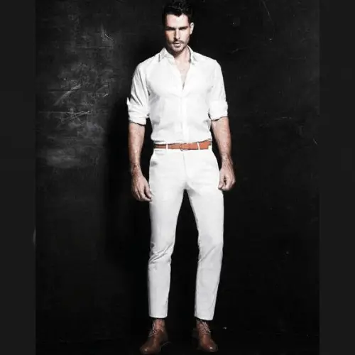 Mens all white party outfit button up