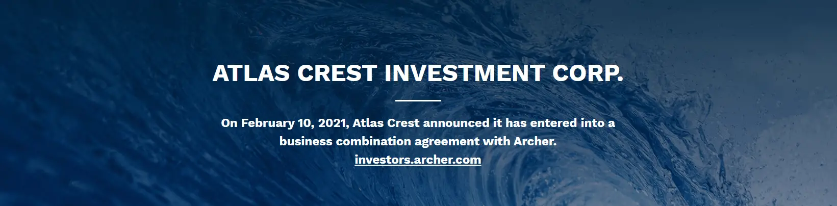 Atlas Crest Investment web page picture