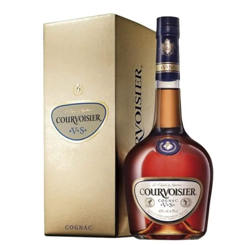 A picture containing text, bottle, indoor, alcohol Description Courvoisier