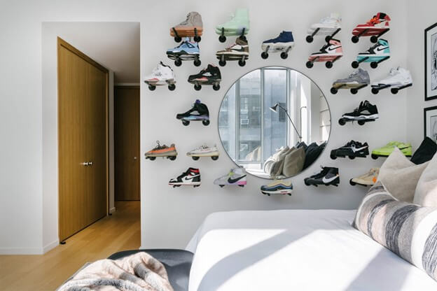 bedroom wall display for shoes