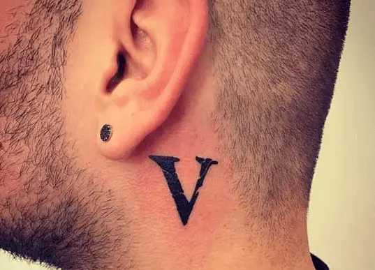 picture of a roman numeral showing Minimalist Neck Tattoo