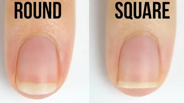 image of a rounded and a squared nail tip to show different ways you can file your nails for men nail care