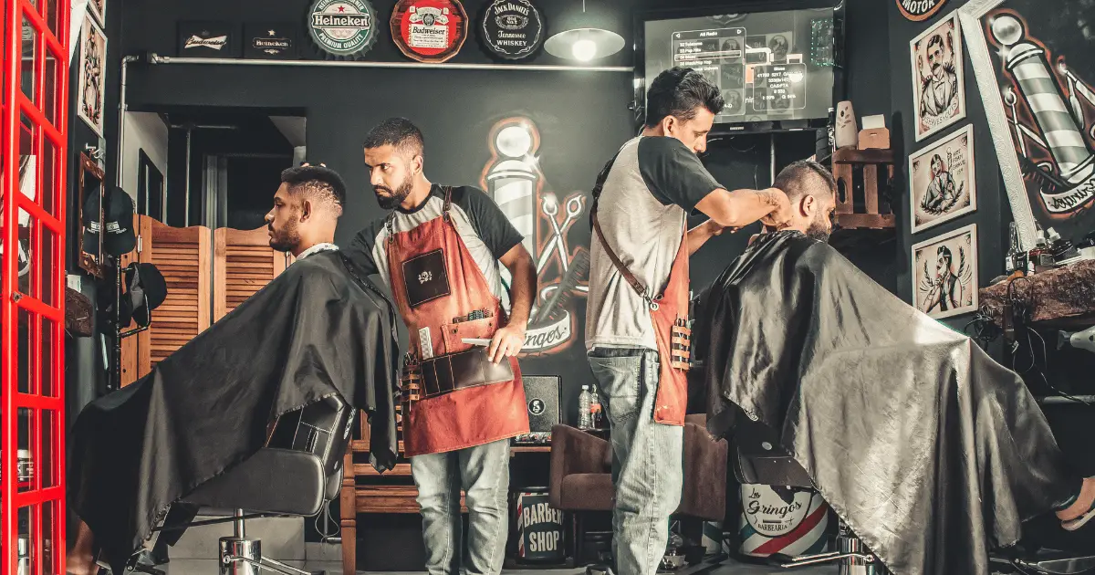 A barber shop with 2 clients