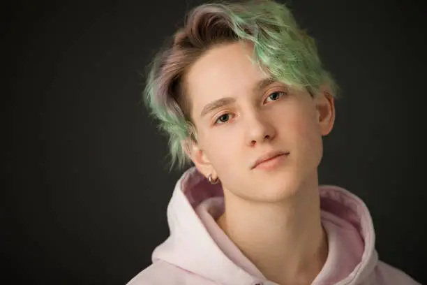 hair dye designs for guys - pastel green gradient