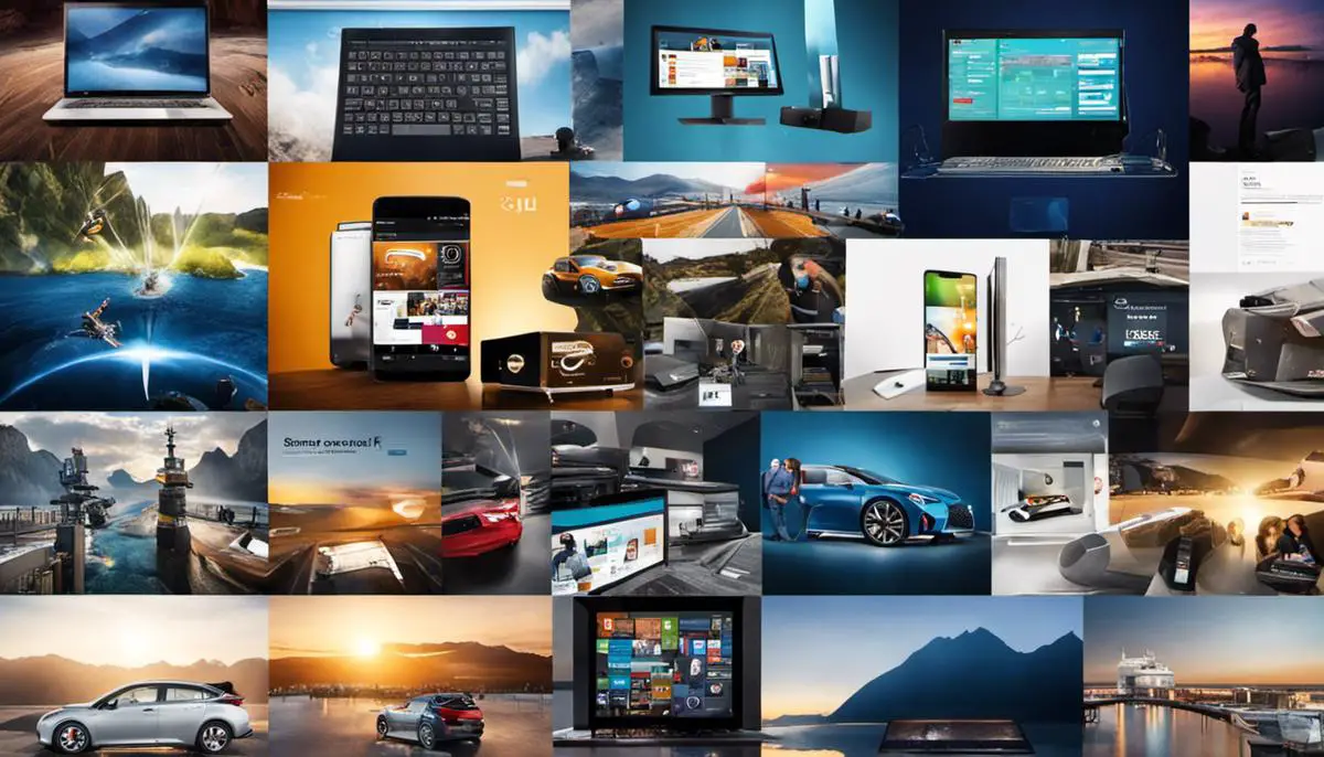 A collage of images showing different tech products being launched, depicting the excitement and anticipation surrounding new product releases in the tech industry.