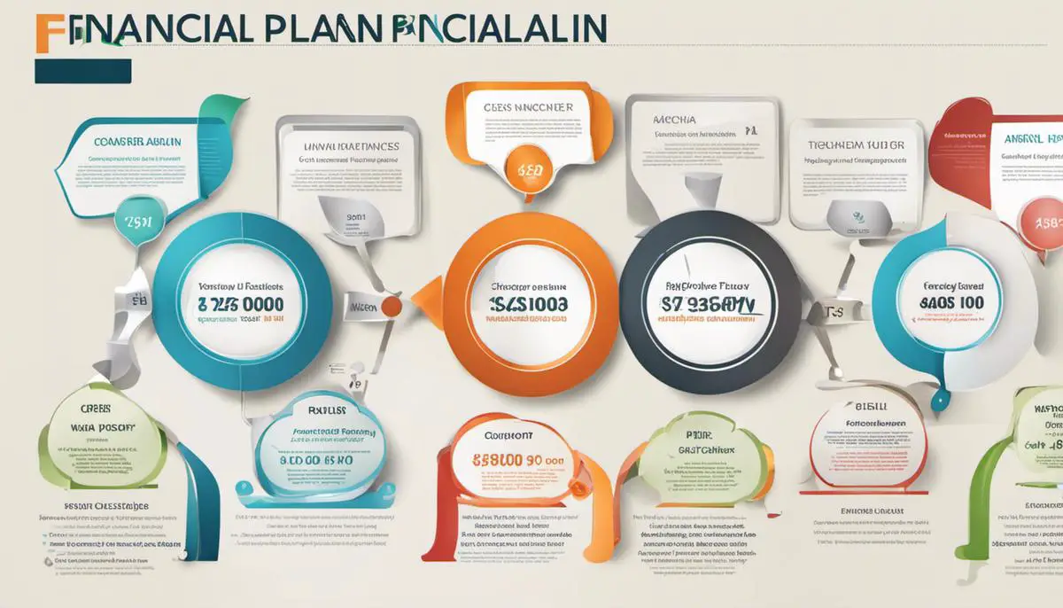 A diagram showing different sections of a financial plan.