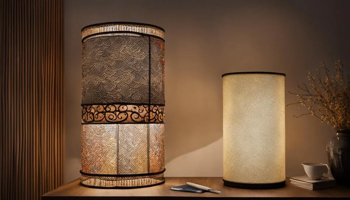 An image of a lampshade design, showcasing different materials and patterns for inspiration.